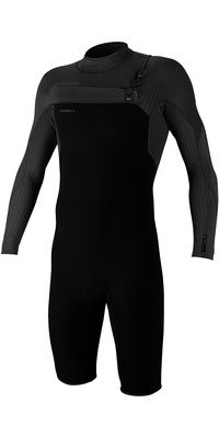 2026 O'Neill Mens Hyperfreak 2mm Long Sleeve Chest Zip Shorty Wetsuit 5496 - Black